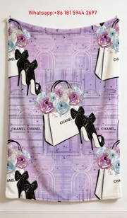 Chanel Flannel Throw Blanket Vintage Fashion Lady Illustration Print IMG_7339